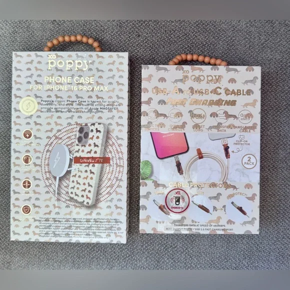 🐾 XO Poppy Dachshund iPhone 16 Pro Max Case + 10ft USB-C Fast Charging Cable - Picture 6 of 8